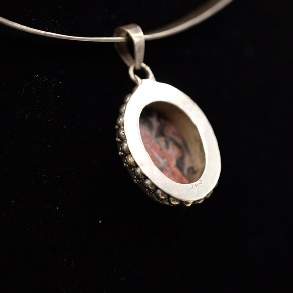 Vintage Leopard Jasper Pendant with intricate Sterling Silver - Picture 3 of 9